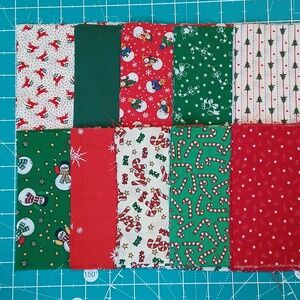 40 Vintage Christmas Fabric Pre-cut Squares 5.75 Inch